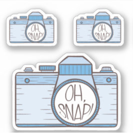 Reeks van 3 Oh Snap! Blue Pastel Camera Sticker
