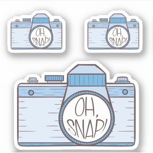 Reeks van 3 Oh Snap! Blue Pastel Camera Sticker (Voorkant)