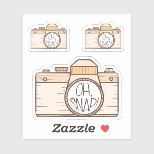 Reeks van 3 Oh Snap! Gele pasteelcamera-Sticker Sticker (Vel)