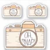 Reeks van 3 Oh Snap! Gele pasteelcamera-Sticker Sticker (Voorkant)