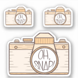 Reeks van 3 Oh Snap! Gele pasteelcamera-Sticker Sticker