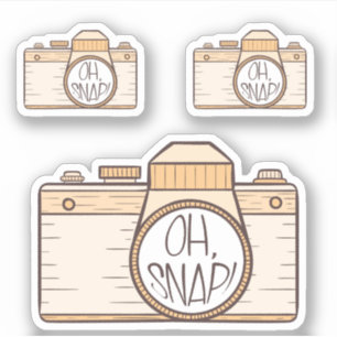 Reeks van 3 Oh Snap! Gele pasteelcamera-Sticker Sticker
