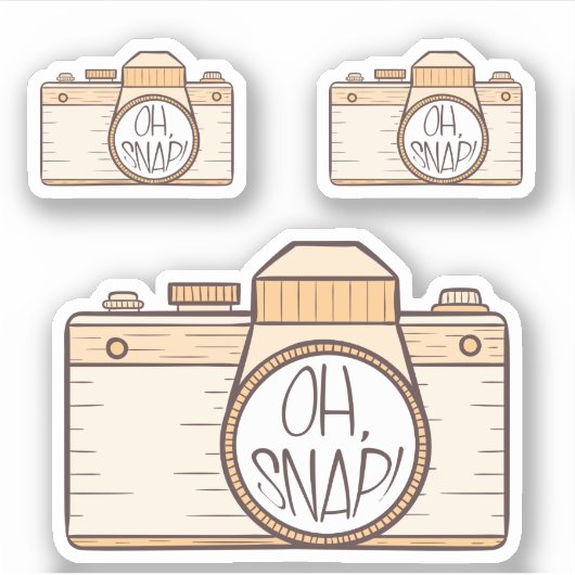 Reeks van 3 Oh Snap! Gele pasteelcamera-Sticker Sticker (Voorkant)