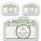 Reeks van 3 Oh Snap! Green Pastel Camera Sticker (Voorkant)