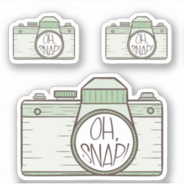 Reeks van 3 Oh Snap! Green Pastel Camera Sticker