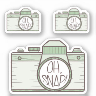 Reeks van 3 Oh Snap! Green Pastel Camera Sticker