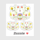 Reeks van 3 Paarse traditionele Mexicaanse Floral Sticker (Vel)