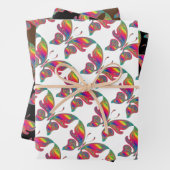 Reeks van 3 regenboogvlinders inpakpapier vel (In situ)