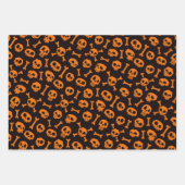 Reeks van 3 Sinaasappel van de schedel en de kruis Inpakpapier Vel (Voorkant 2)