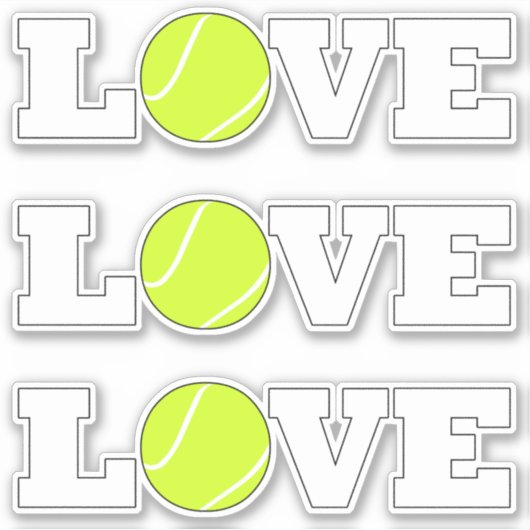 Reeks van 3 Tennis LOVE Fun Sports Player Decorati Sticker (Voorkant)