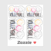 Reeks van 4 Neon Volleyball Aangepast-Besnoeiing S Sticker (Vel)