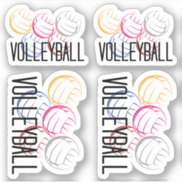 Reeks van 4 Neon Volleyball Aangepast-Besnoeiing S Sticker
