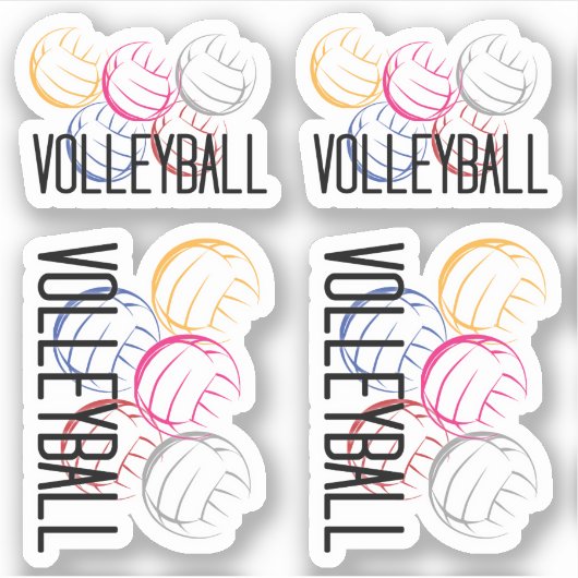 Reeks van 4 Neon Volleyball Aangepast-Besnoeiing S Sticker (Voorkant)