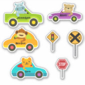 Reeks van 4 verkuikende dieren die Stickers bestur (Voorkant)