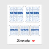 Reeks van 5 Blauwe Senioren Seniors Aangepast-Besn Sticker (Vel)