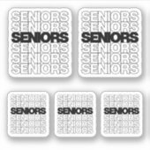 Reeks van 5 Zwarte Hogere Senioren Seniors Douane- Sticker (Voorkant)