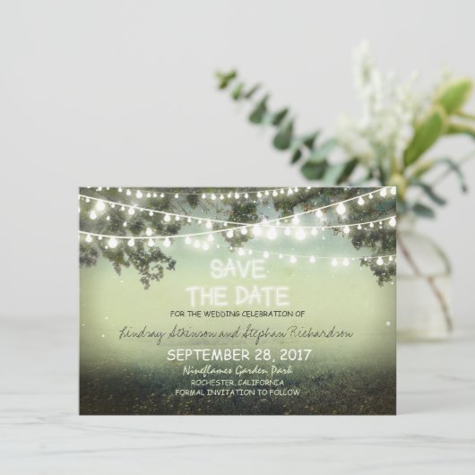 reeks van rustieke lichten SAVE DE DATUM VLAKKE KA Save The Date (Staand voorkant)