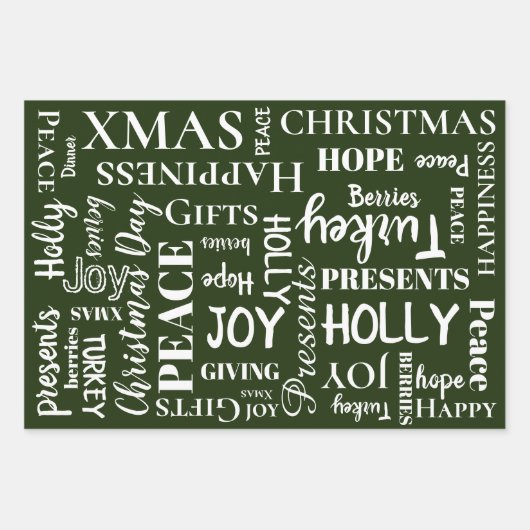 Reeks verpakkingspapier - kerstrood groen blauw inpakpapier vel (Voorkant 2)