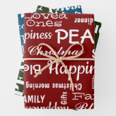 Reeks verpakkingspapier - kerstrood groen blauw inpakpapier vel (In situ)