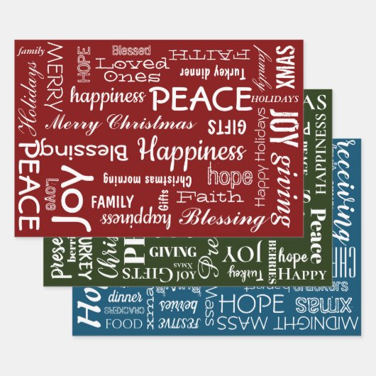 Reeks verpakkingspapier - kerstrood groen blauw inpakpapier vel (Set)