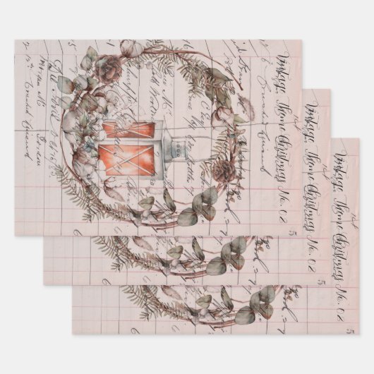 Reeks verpakkingspapier van 3  thema Kerstmis 2002 Inpakpapier Vel (Set)