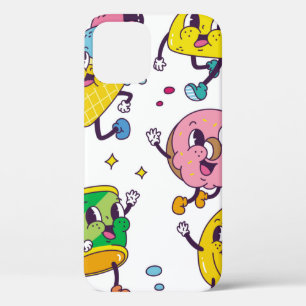 Reeks voedsel en drink in retro-cartoon-stijl illu Case-Mate iPhone case