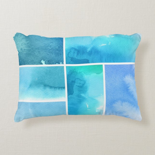 Reeks waterverf abstracte hand geschilderd 2 decoratief kussen (Voorkant)