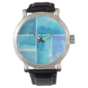 Reeks waterverf abstracte hand geschilderd 2 horloge
