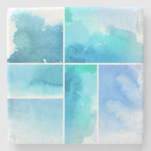 Reeks waterverf abstracte hand geschilderd 2 stenen onderzetter