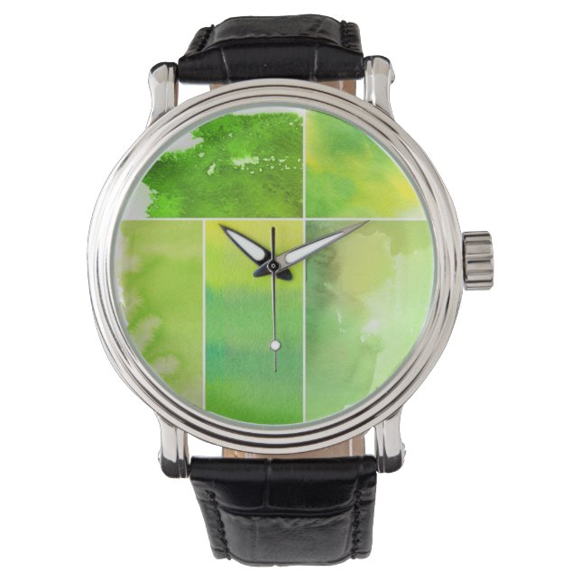 Reeks waterverf abstracte handbeschilderd horloge (Voorkant)