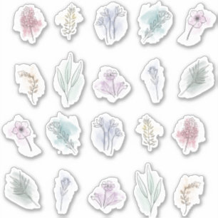 Reeks waterverf bouquets sticker