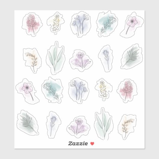 Reeks waterverf bouquets sticker (Vel)