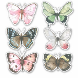 Reeks waterverf Butterflies sticker
