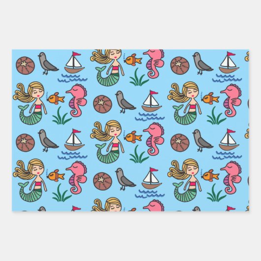 Reeks zee reddingszeepaardverdampingspapier inpakpapier vel (Voorkant)