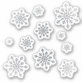 Reeks  zilveren kerstwintersneeuwvlokken sticker