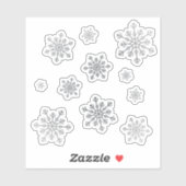 Reeks  zilveren kerstwintersneeuwvlokken sticker (Vel)