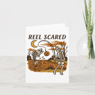 Reel Bang Halloween Vist Funny Skeleton Fishe Kaart