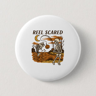 Reel Bang Halloween Vist Funny Skeleton Fishe Ronde Button 5,7 Cm