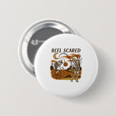 Reel Bang Halloween Vist Funny Skeleton Fishe Ronde Button 5,7 Cm (Voorkant /achterkant)