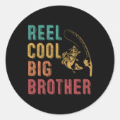 Reel Cool Big Brother Funny Matching Family Fishin Ronde Sticker (Voorkant)