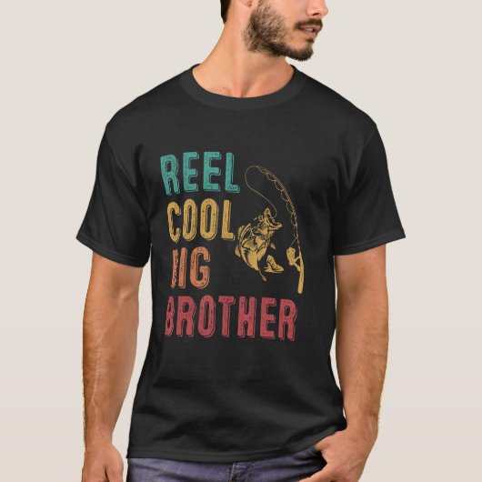 Reel Cool Big Brother Funny Matching Family Fishin T-shirt (Voorkant)