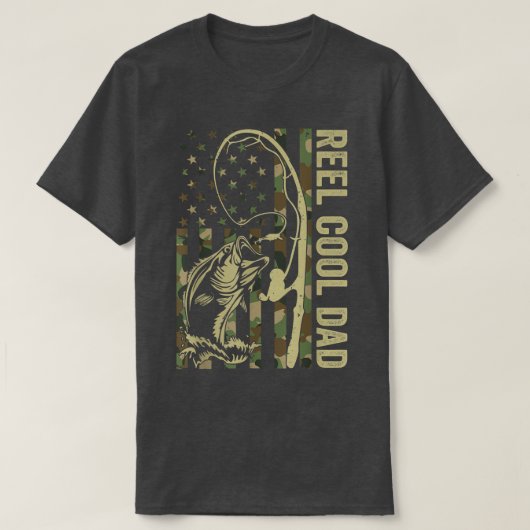 Reel Cool Dad American Flag Camoue Vist vaders T-shirt (Design voorkant)
