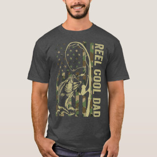 Reel Cool Dad American Flag Camoue Vist vaders T-shirt