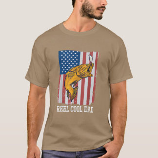 Reel Cool Dad American Flag Vist Fathers Day Fi T-shirt