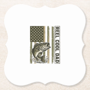Reel Cool Dad Bass Fishing Vlag Vector Design_1 Kartonnen Onderzetters