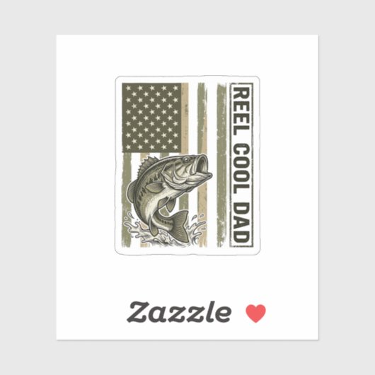 Reel Cool Dad Bass Fishing Vlag Vector Design_1 Sticker (Vel)