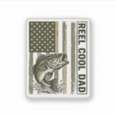 Reel Cool Dad Bass Fishing Vlag Vector Design_1 Sticker (Voorkant)