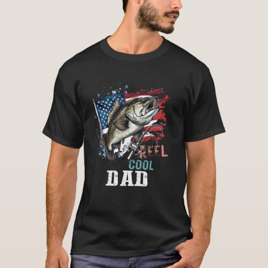 Reel Cool Dad Camouflage American Flag Father's Da T-shirt (Voorkant)