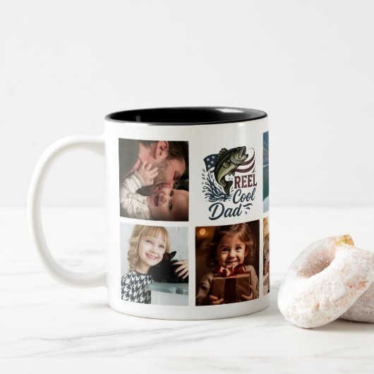 Reel Cool Dad Custom Foto Gevist Mok (Met donut)