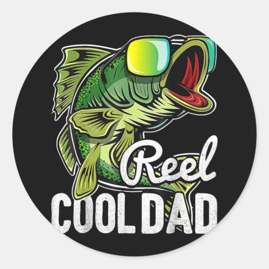 Reel Cool Dad Fisherman Daddy Fishing Fisherman Ronde Sticker (Voorkant)